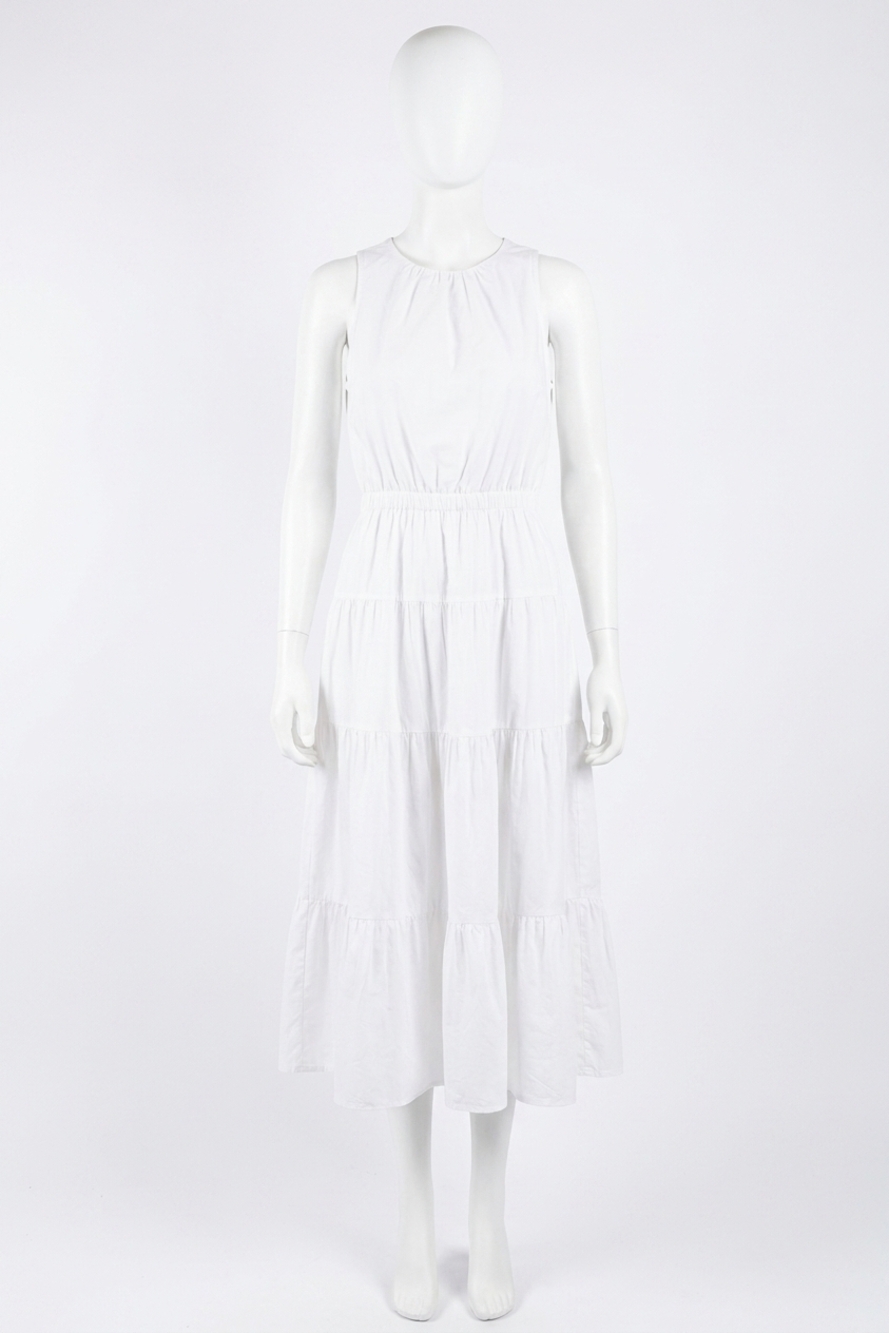 NEW &MERCI elastic waist side cut out maxi dress in white